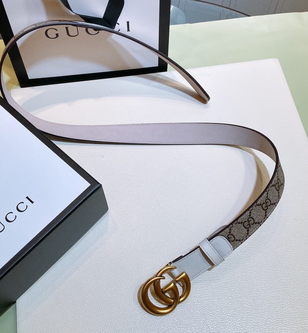 1:1 Replica Gucci GG Belt With Double G Buckle Beige/White, Women Belt ‎625839 92TLC 9761
