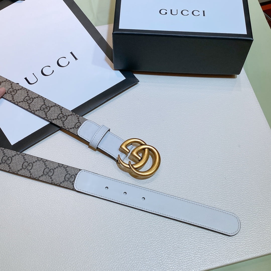 1:1 Replica Gucci GG Belt With Double G Buckle Beige/White, Women Belt 625839 92TLC 9761 - Image 4