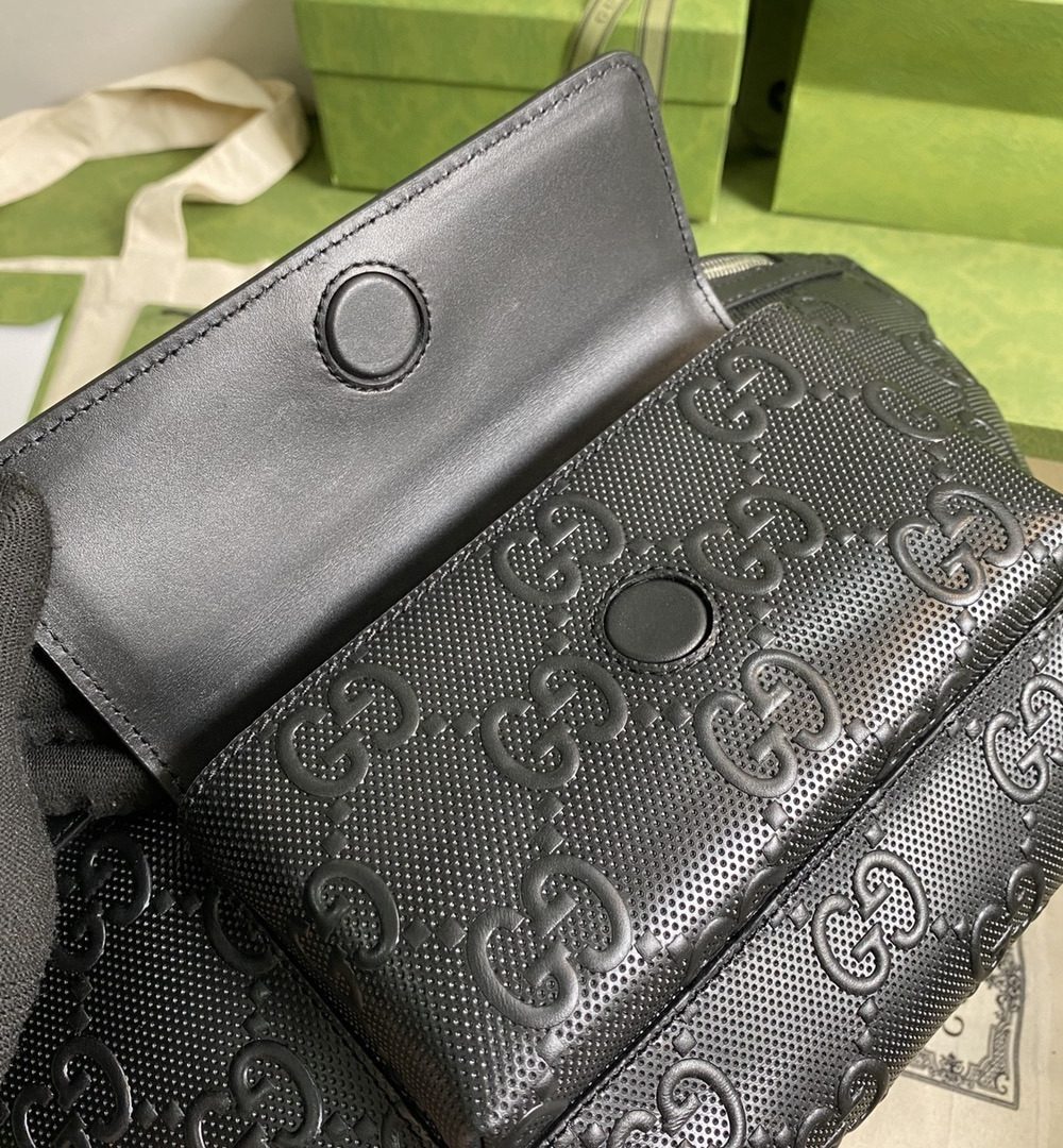 1:1 Replica Gucci GG Embossed Belt Bag Black GG Embossed For Men  11in/28cm GG 645093 1W3CN 1000