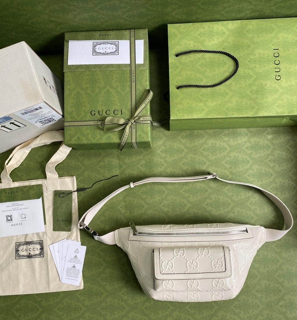1:1 Replica Gucci GG Embossed Belt Bag White GG Embossed For Men  11in/28cm GG