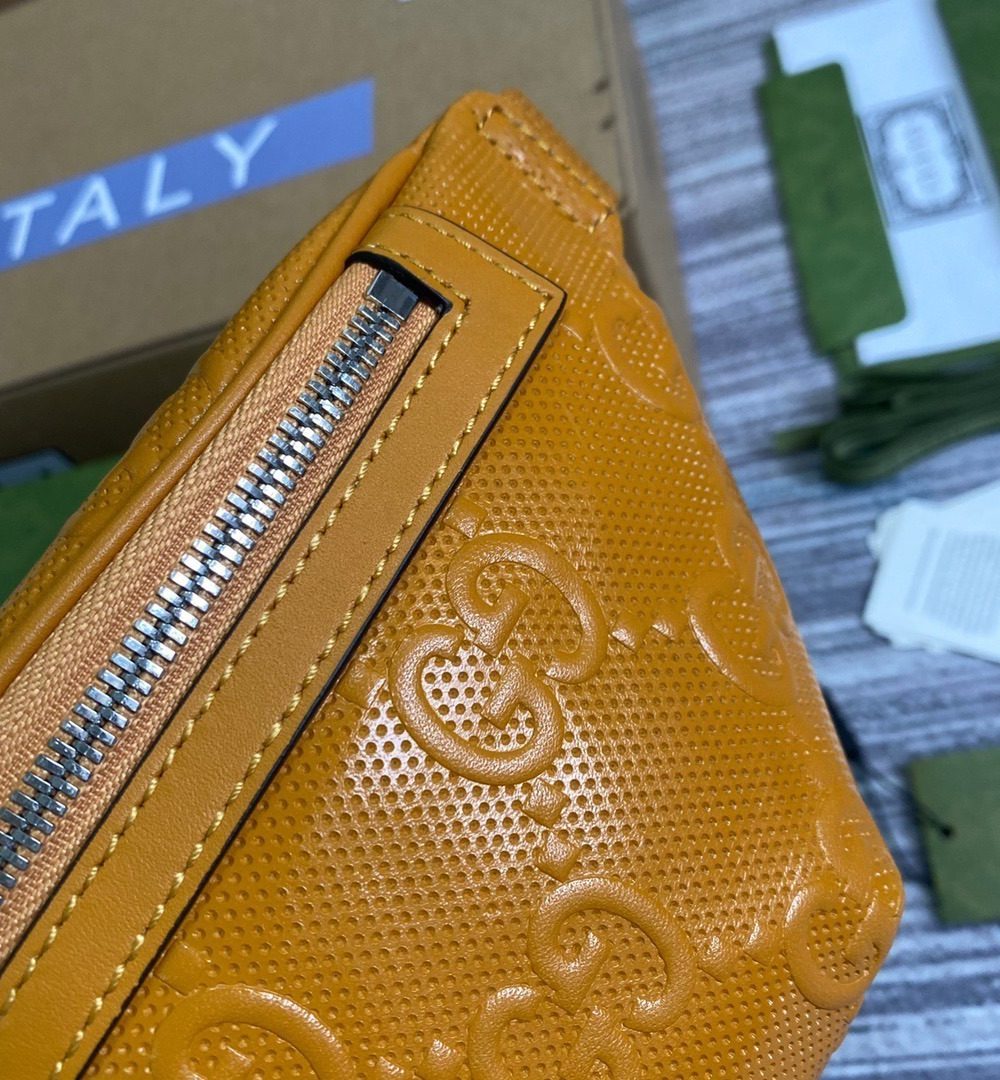 1:1 Replica Gucci GG Embossed Belt Bag Yellow GG Embossed For Men  9.1in/23cm GG
