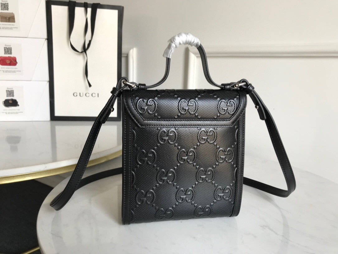 1:1 Replica Gucci GG Embossed Messenger Bag Black GG Embossed For Men 8.1in/20.5cm GG 625782 1W3AN 1000465 - Image 8