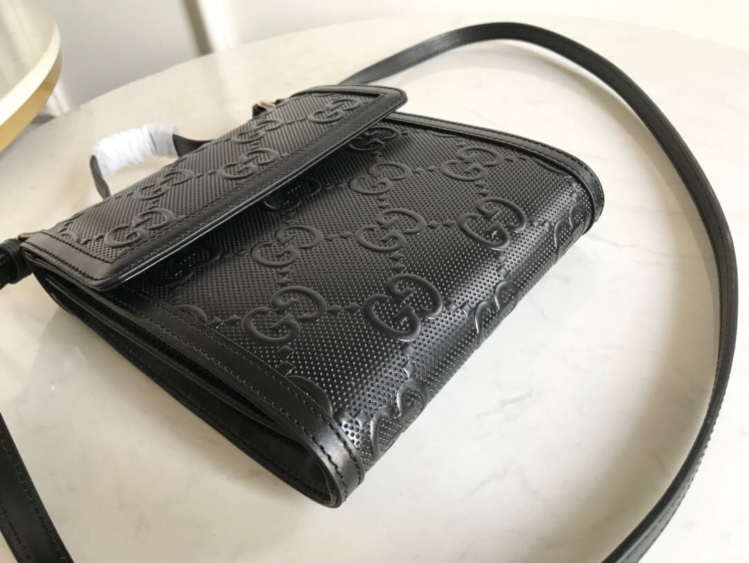 1:1 Replica Gucci GG Embossed Messenger Bag Black GG Embossed For Men 8.1in/20.5cm GG 625782 1W3AN 1000465 - Image 5