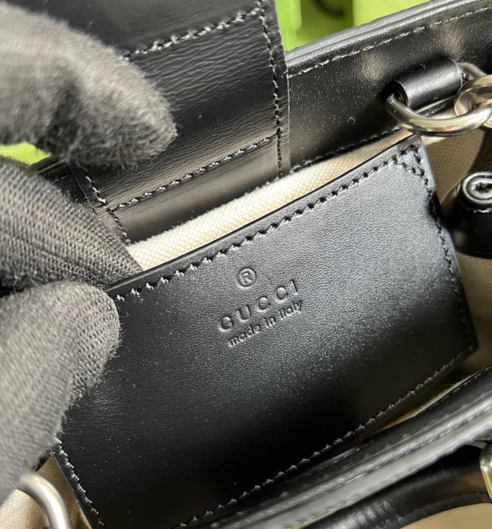 1:1 Replica Gucci GG Embossed Mini Tote Bag Black GG Embossed For Men  7.9in/20cm GG 696010 1W3CN 1000