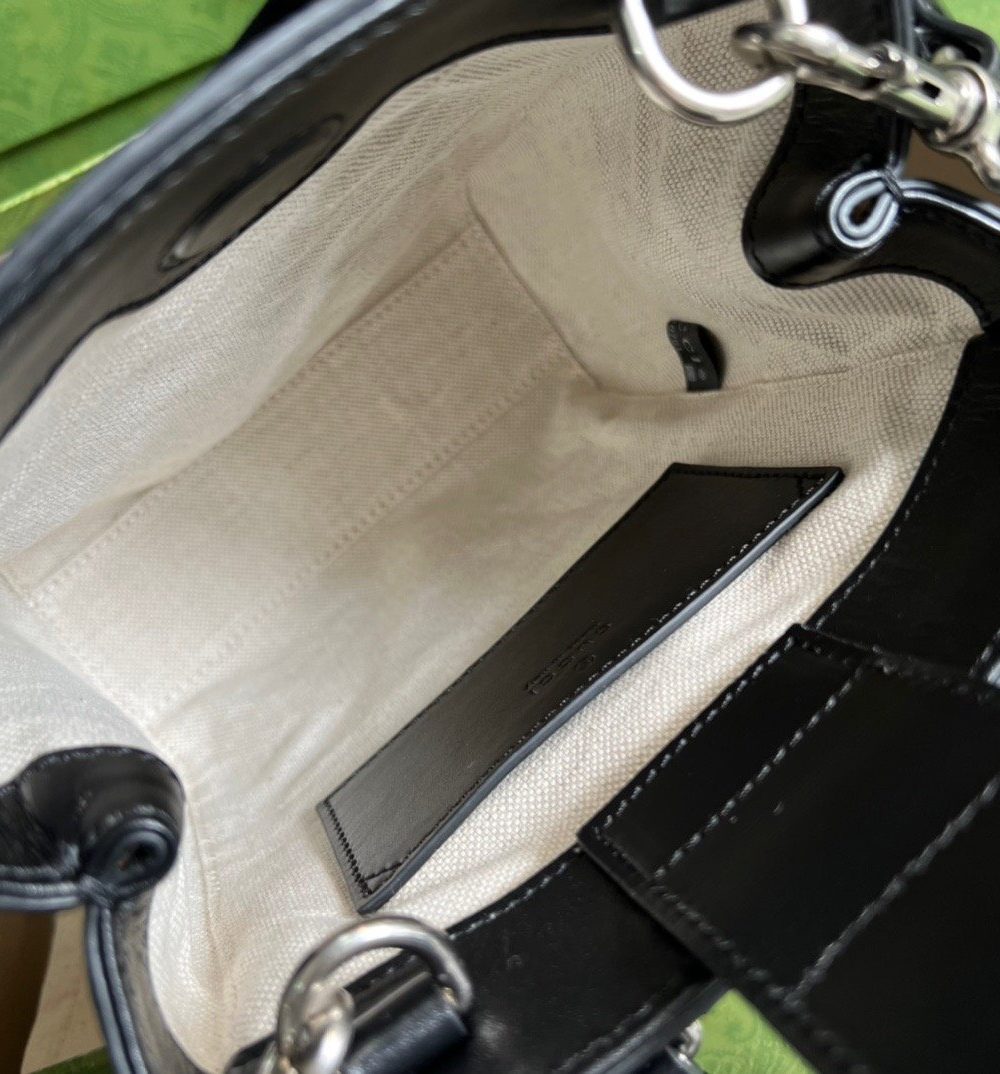 1:1 Replica Gucci GG Embossed Mini Tote Bag Black GG Embossed For Men  7.9in/20cm GG 696010 1W3CN 1000