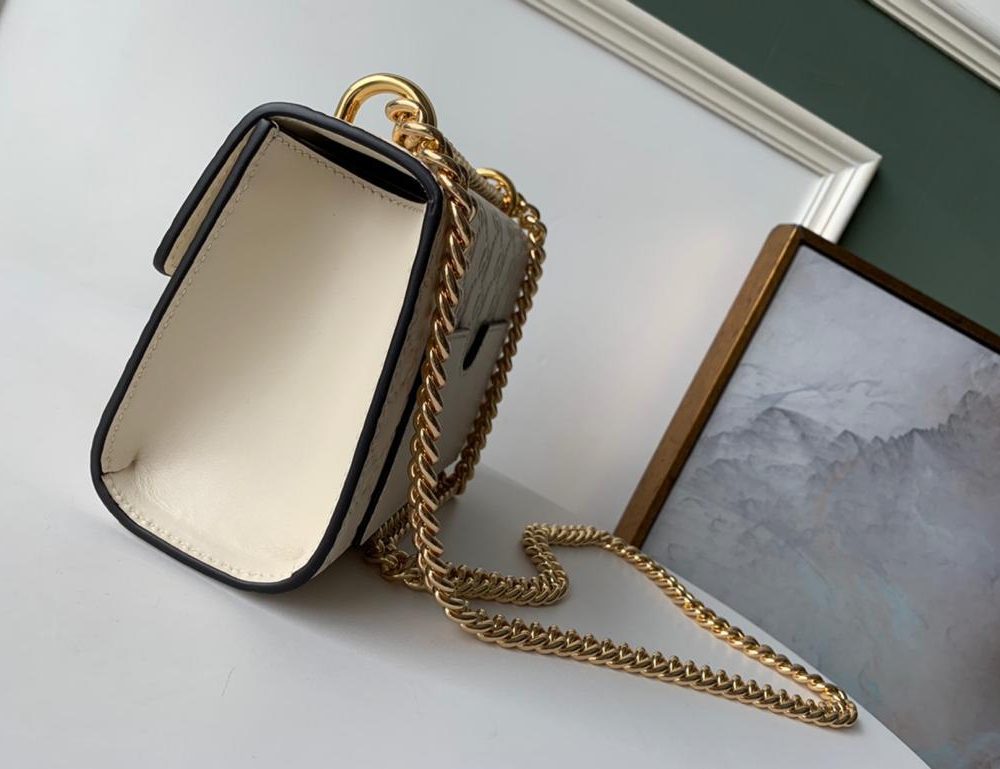 1:1 Replica Gucci GG Embossed Padlock Shoulder Bag White Milky For Women 8in/20cm