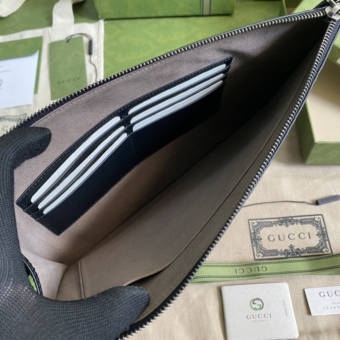 1:1 Replica Gucci GG Embossed Pouch Black GG Embossed For Men 12in/30cm GG - Image 5