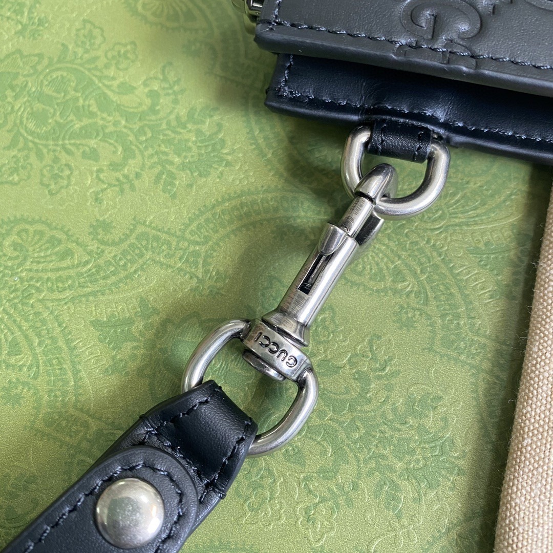 1:1 Replica Gucci GG Embossed Pouch Black GG Embossed For Men 12in/30cm GG - Image 8