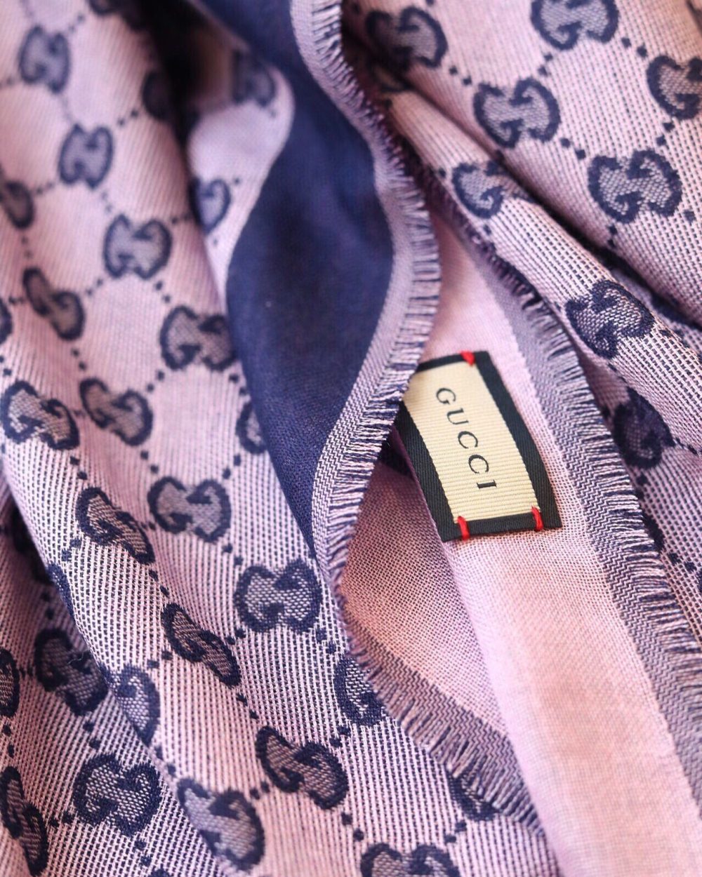 Gucci GG Jacquard Cotton Stole Scarf Pink 87in/220cm 