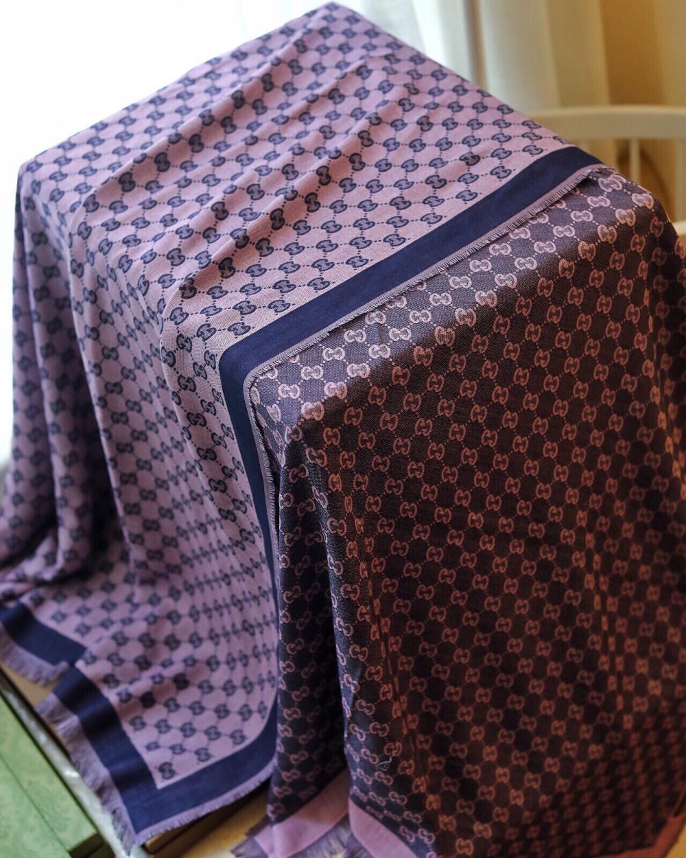 Gucci GG Jacquard Cotton Stole Scarf Pink 87in/220cm 