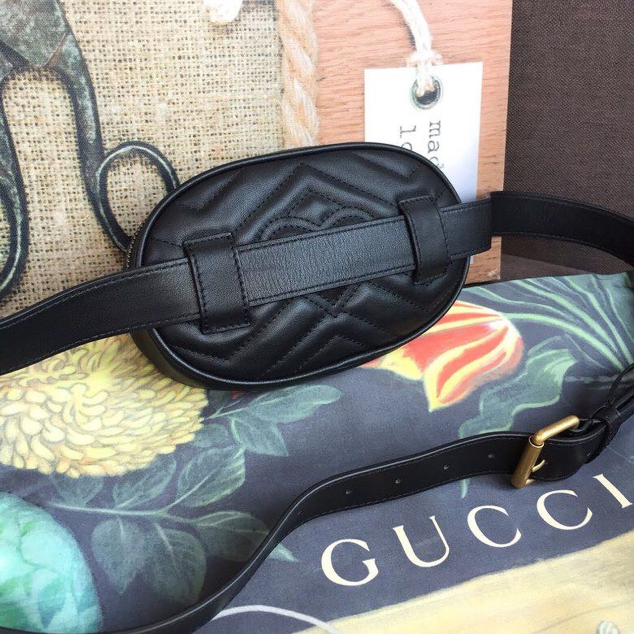 1:1 Replica Gucci GG Marmont Belt Bag Black For Women 7in/18cm GG 476434 - Image 4