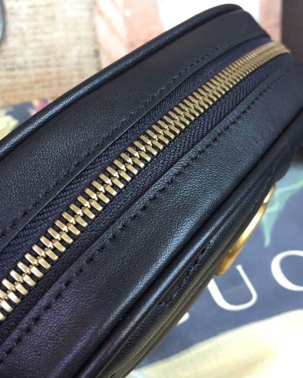 1:1 Replica Gucci GG Marmont Belt Bag Black For Women 7in/18cm GG 476434