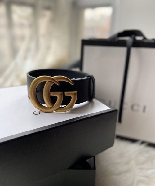 1:1 Replica Gucci GG Marmont Belt With Shiny Buckle Black For Women, Women Belt 406831 0YA0G 1000