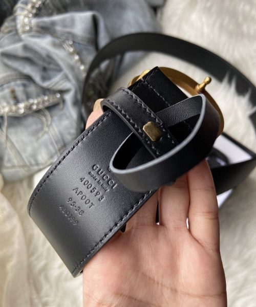 1:1 Replica Gucci GG Marmont Belt With Shiny Buckle Black For Women, Women Belt 406831 0YA0G 1000