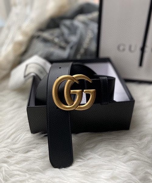 1:1 Replica Gucci GG Marmont Belt With Shiny Buckle Black For Women, Women Belt 406831 0YA0G 1000