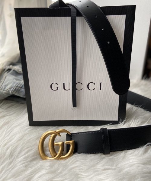 1:1 Replica Gucci GG Marmont Belt With Shiny Buckle Black For Women, Women Belt 406831 0YA0G 1000