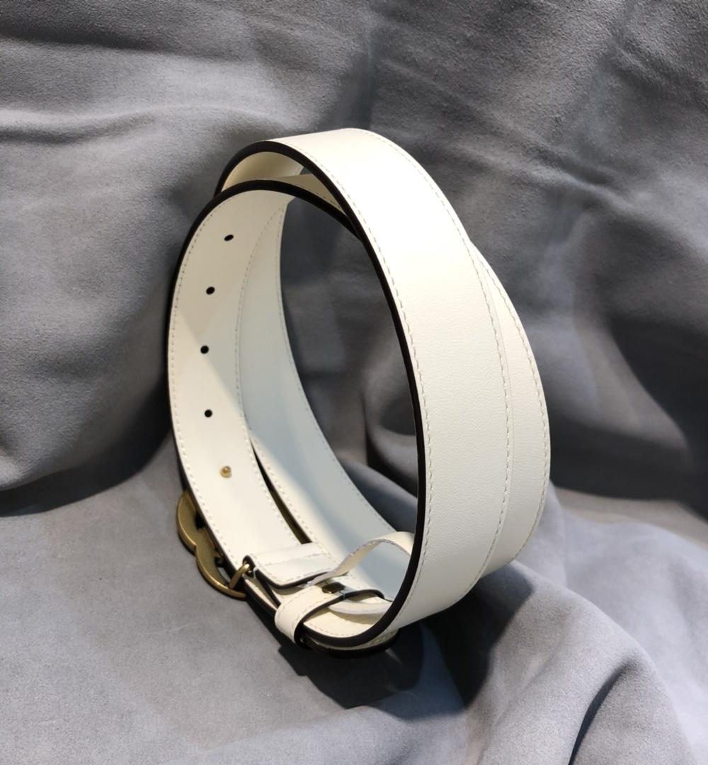 1:1 Replica Gucci GG Marmont Belt With Shiny Buckle White, Women Belt ‎409417