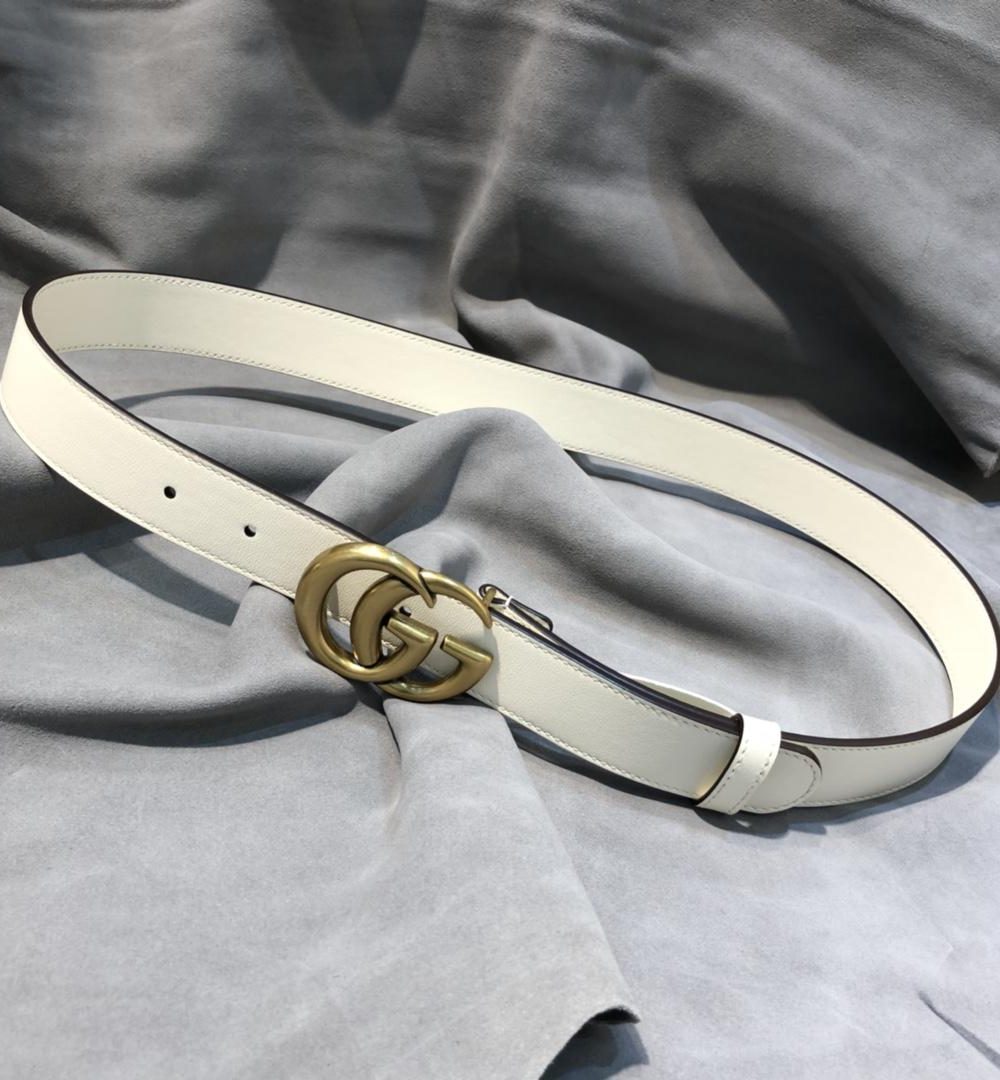 1:1 Replica Gucci GG Marmont Belt With Shiny Buckle White, Women Belt ‎409417