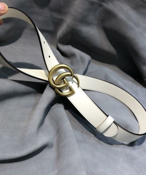 1:1 Replica Gucci GG Marmont Belt With Shiny Buckle White, Women Belt ‎409417
