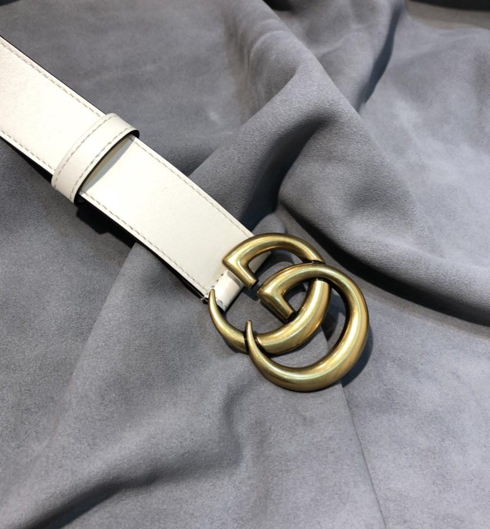 1:1 Replica Gucci GG Marmont Belt With Shiny Buckle White, Women Belt ‎409417