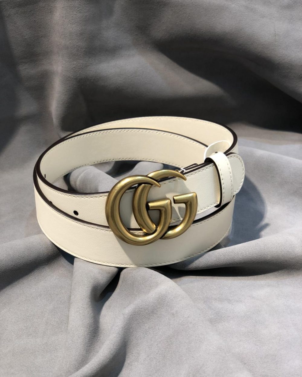 1:1 Replica Gucci GG Marmont Belt With Shiny Buckle White, Women Belt ‎409417