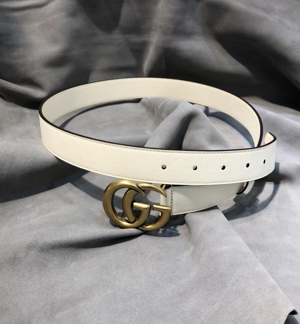 1:1 Replica Gucci GG Marmont Belt With Shiny Buckle White, Women Belt ‎409417