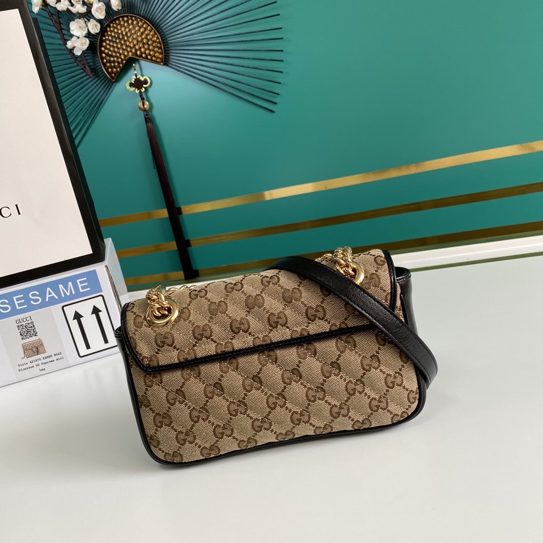 1:1 Replica Gucci GG Marmont Matelassé Mini Bag Beige/Ebony Diagonal Matelassé Original GG Canvas For Women 8.5in/22cm 446744 - Image 5