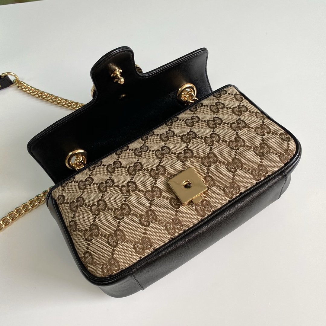 1:1 Replica Gucci GG Marmont Matelassé Mini Bag Beige/Ebony Diagonal Matelassé Original GG Canvas For Women 8.5in/22cm 446744 - Image 3
