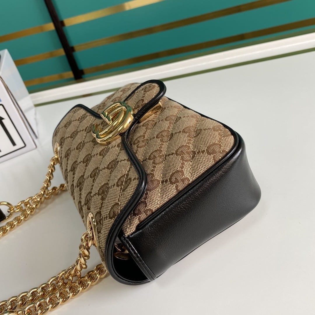 1:1 Replica Gucci GG Marmont Matelassé Mini Bag Beige/Ebony Diagonal Matelassé Original GG Canvas For Women 8.5in/22cm 446744 - Image 2