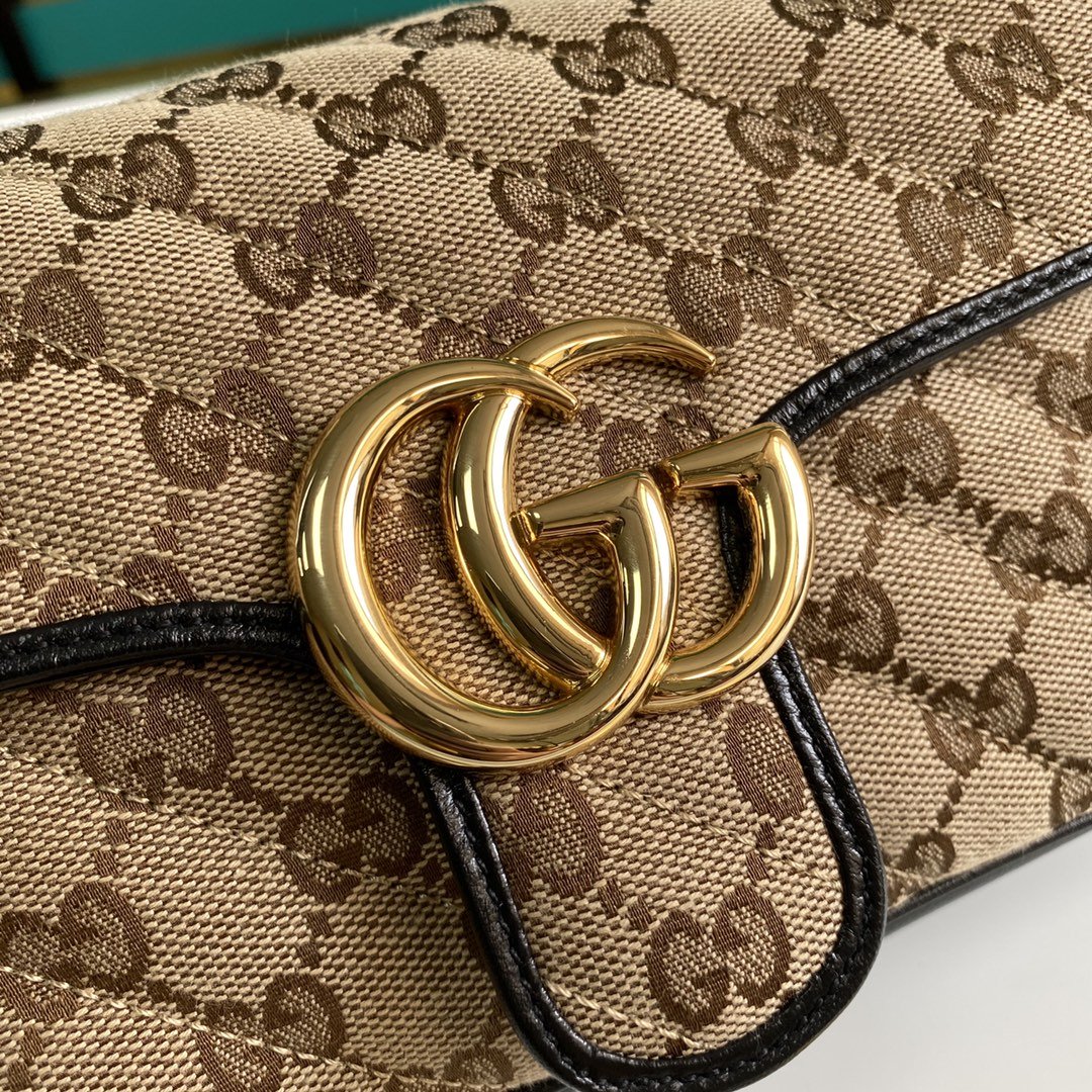 1:1 Replica Gucci GG Marmont Matelassé Mini Bag Beige/Ebony Diagonal Matelassé Original GG Canvas For Women 8.5in/22cm 446744 - Image 8