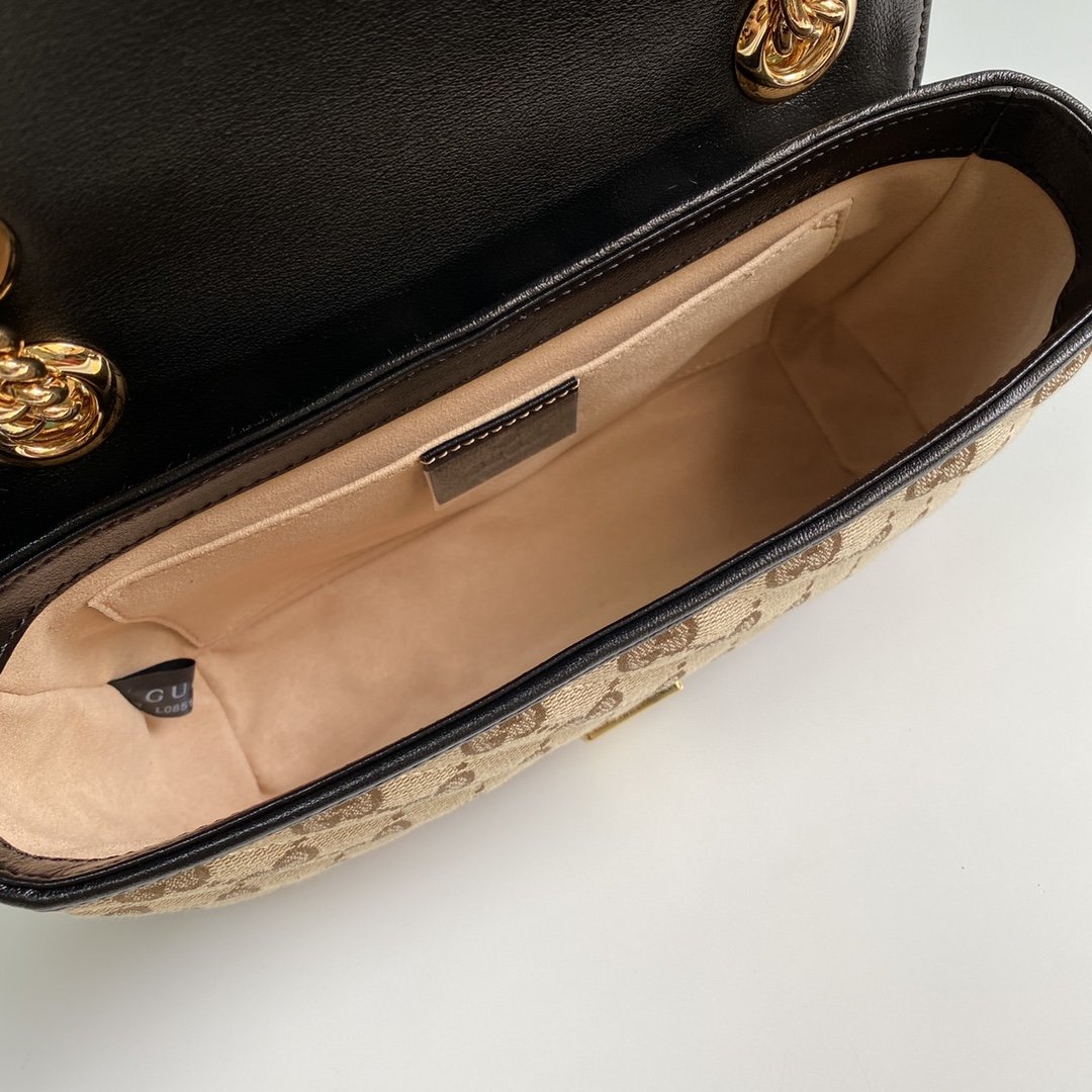 1:1 Replica Gucci GG Marmont Matelassé Mini Bag Beige/Ebony Diagonal Matelassé Original GG Canvas For Women 8.5in/22cm 446744 - Image 6