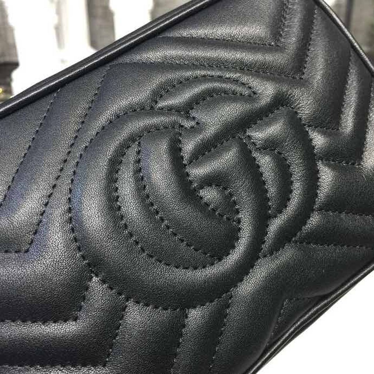 1:1 Replica Gucci GG Marmont Matelassé Mini Bag Black Matelassé Chevron For Women 7in/18cm GG 448065 DTD1T 1000 - Image 4