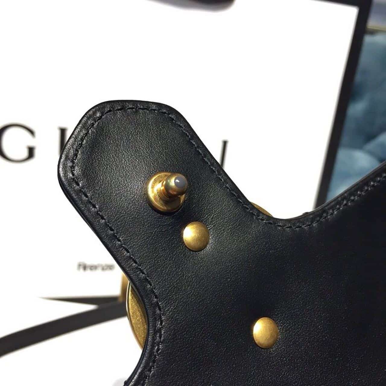 1:1 Replica Gucci GG Marmont Matelassé Mini Bag Black Matelassé Chevron With A Heart For Women 9in/22cm GG 446744 DTDIT 1000 - Image 11