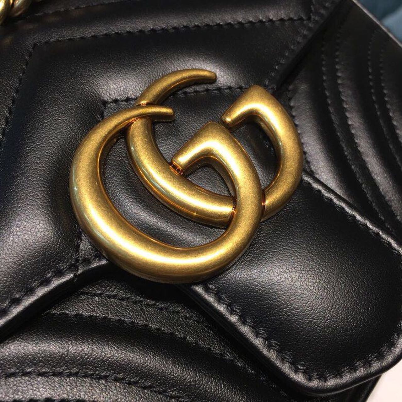 1:1 Replica Gucci GG Marmont Matelassé Mini Bag Black Matelassé Chevron With A Heart For Women 9in/22cm GG 446744 DTDIT 1000 - Image 8
