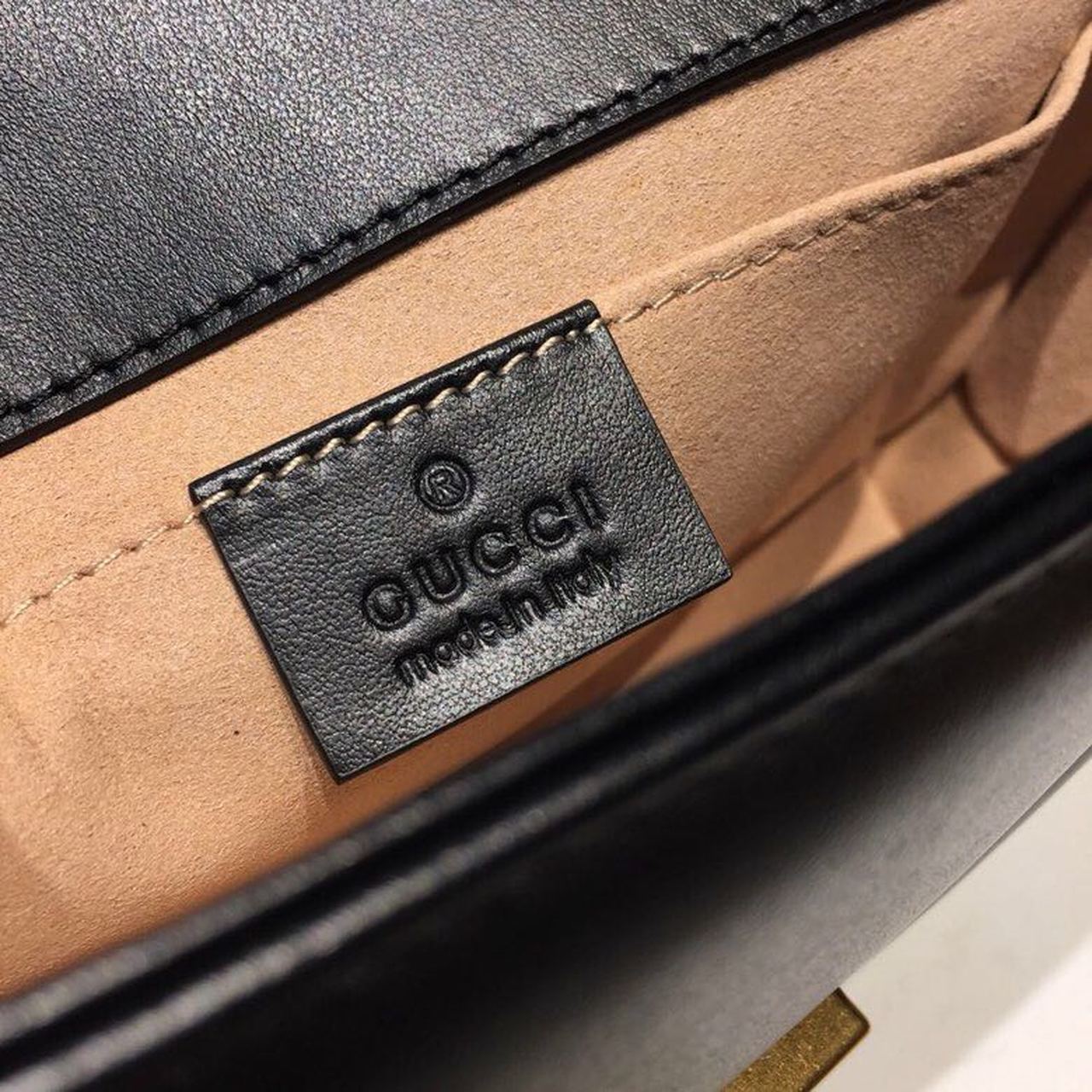 1:1 Replica Gucci GG Marmont Matelassé Mini Bag Black Matelassé Chevron With A Heart For Women 9in/22cm GG 446744 DTDIT 1000 - Image 12