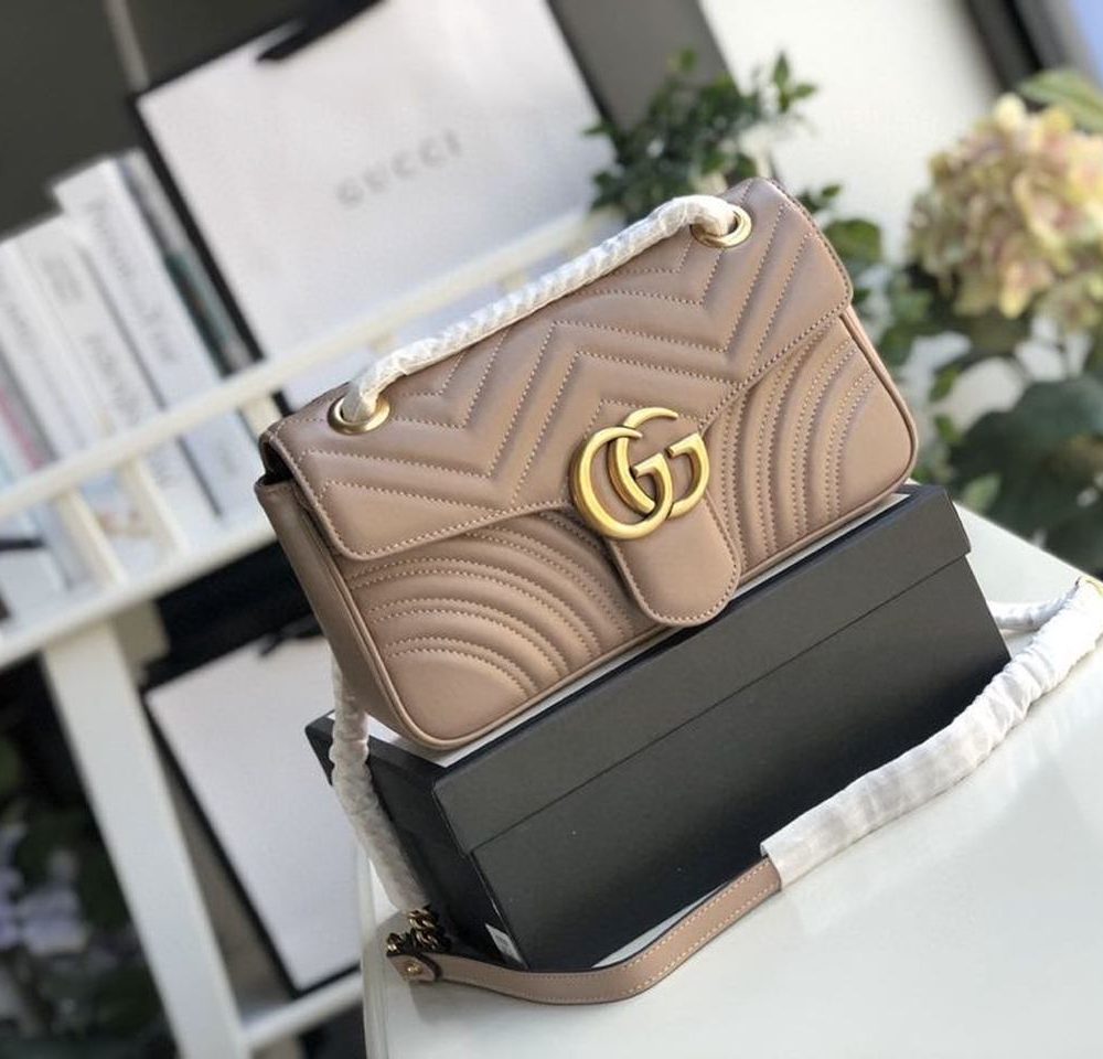 1:1 Replica Gucci GG Marmont Matelassé Shoulder Bag Dusty Pink Matelassé Chevron For Women 10in/26cm GG 443497 DTDIT 5729