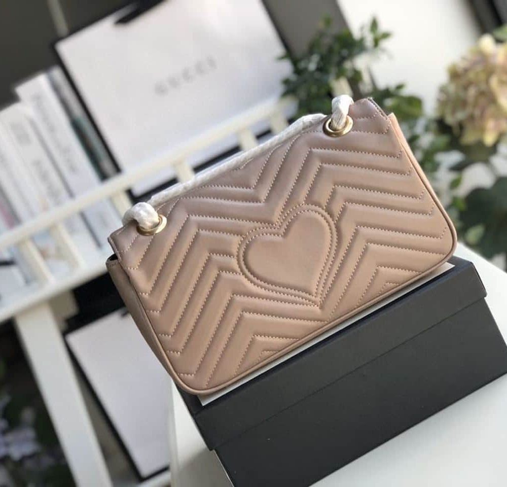 1:1 Replica Gucci GG Marmont Matelassé Shoulder Bag Dusty Pink Matelassé Chevron For Women 10in/26cm GG 443497 DTDIT 5729