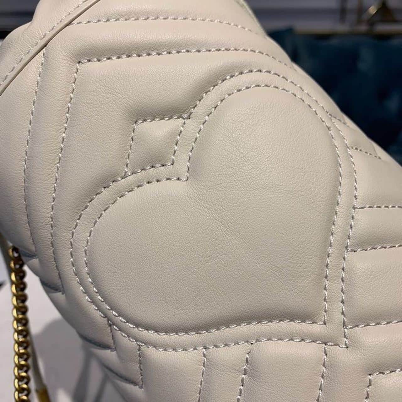 1:1 Replica Gucci GG Marmont Mini Bucket Bag White Matelassé Chevron For Women 6in/13cm GG 575163 DTDRT 9022 - Image 10