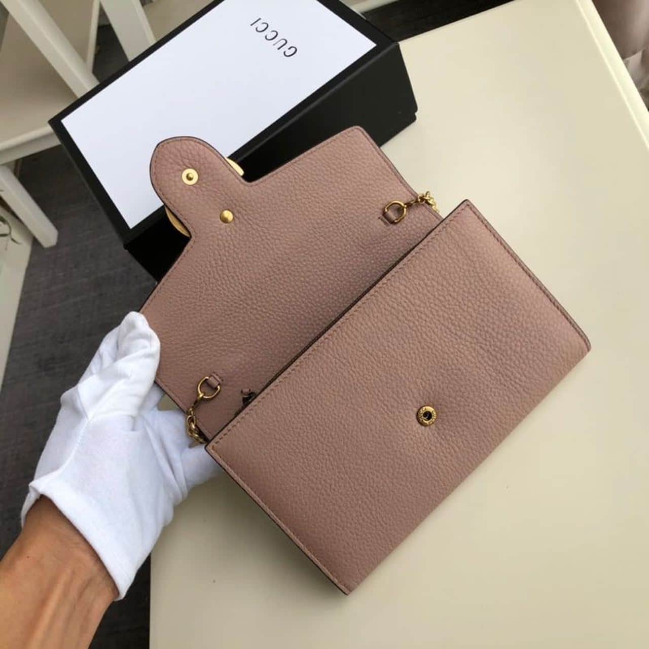 1:1 Replica Gucci GG Marmont Mini Chain Bag Pink For Women 7.9in/20cm GG - Image 7