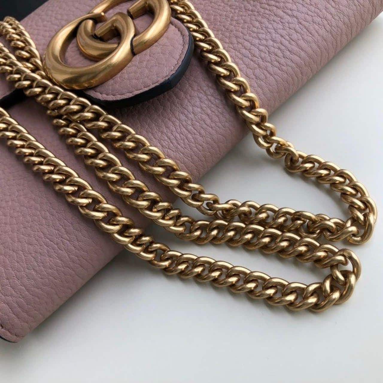 1:1 Replica Gucci GG Marmont Mini Chain Bag Pink For Women 7.9in/20cm GG - Image 8