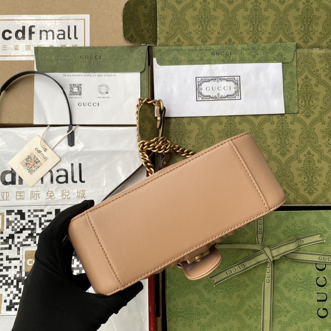 1:1 Replica Gucci GG Marmont Mini Top Handle Bag Beige For Women, Women's Bags 8.3in/21cm GG - Image 2