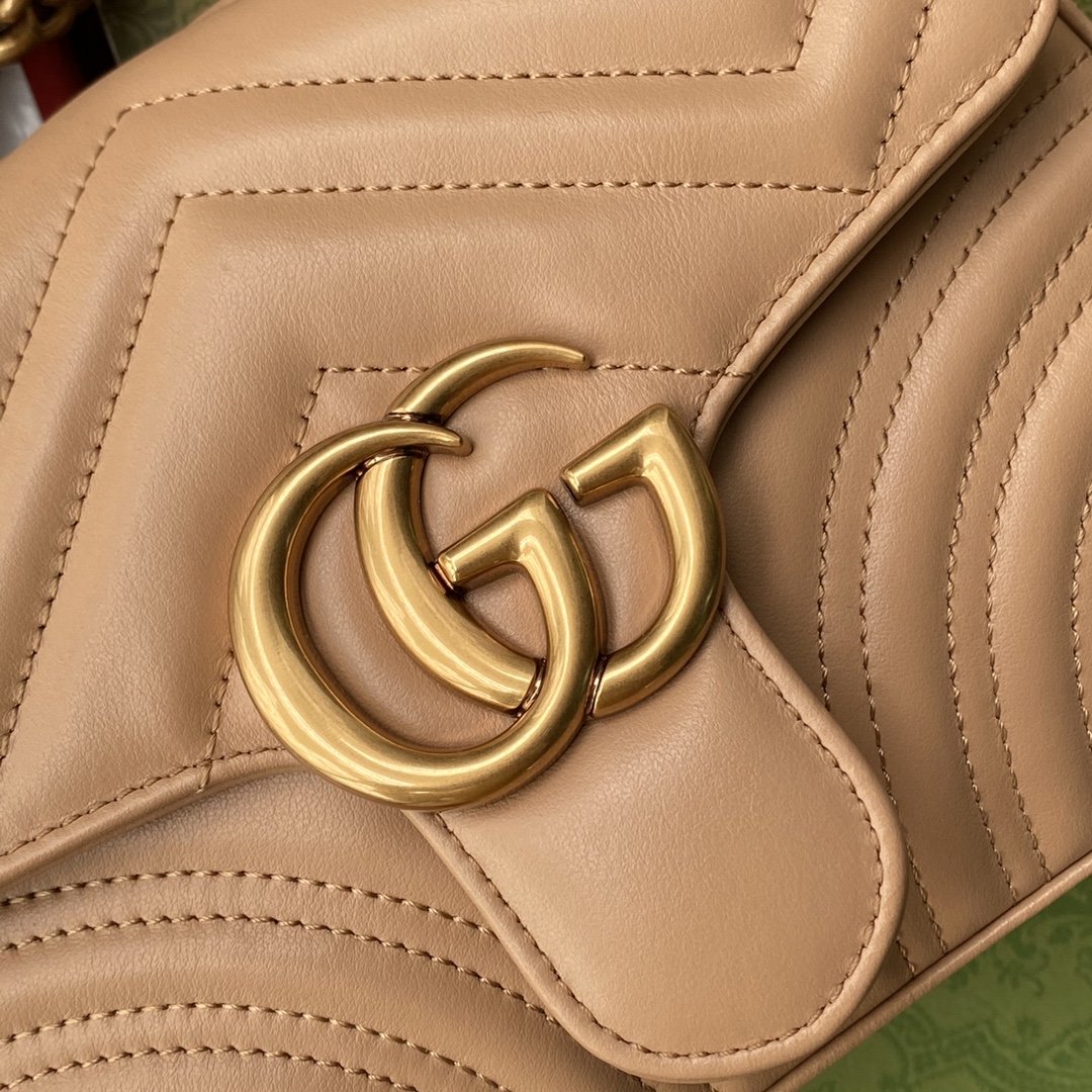 1:1 Replica Gucci GG Marmont Mini Top Handle Bag Beige For Women, Women's Bags 8.3in/21cm GG - Image 5