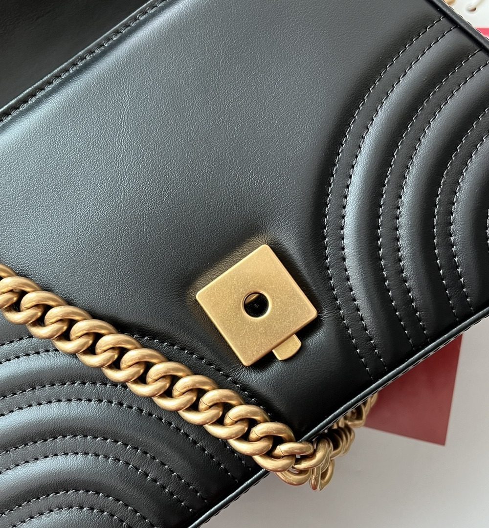 1:1 Replica Gucci GG Marmont Mini Top Handle Bag Black For Women, Women's Bags 8.3in/21cm GG ‎547260 DTDIT 1000