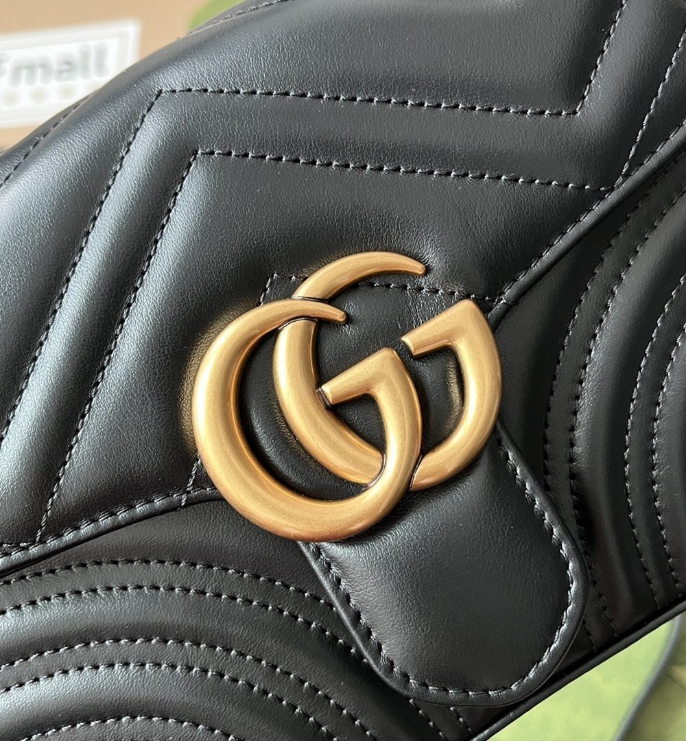 1:1 Replica Gucci GG Marmont Mini Top Handle Bag Black For Women, Women's Bags 8.3in/21cm GG ‎547260 DTDIT 1000