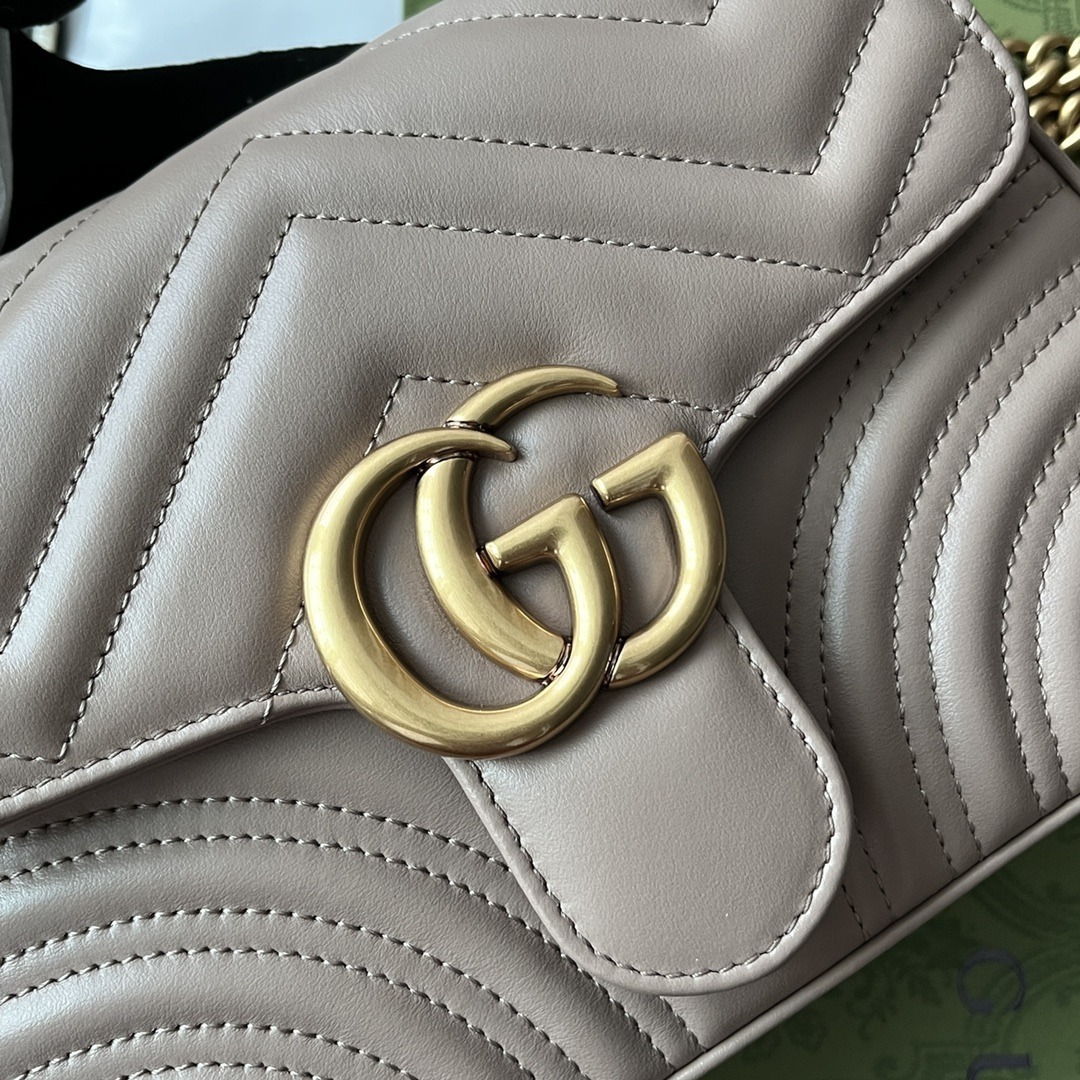 1:1 Replica Gucci GG Marmont Mini Top Handle Bag Nude For Women, Women's Bags 8.3in/21cm GG - Image 3