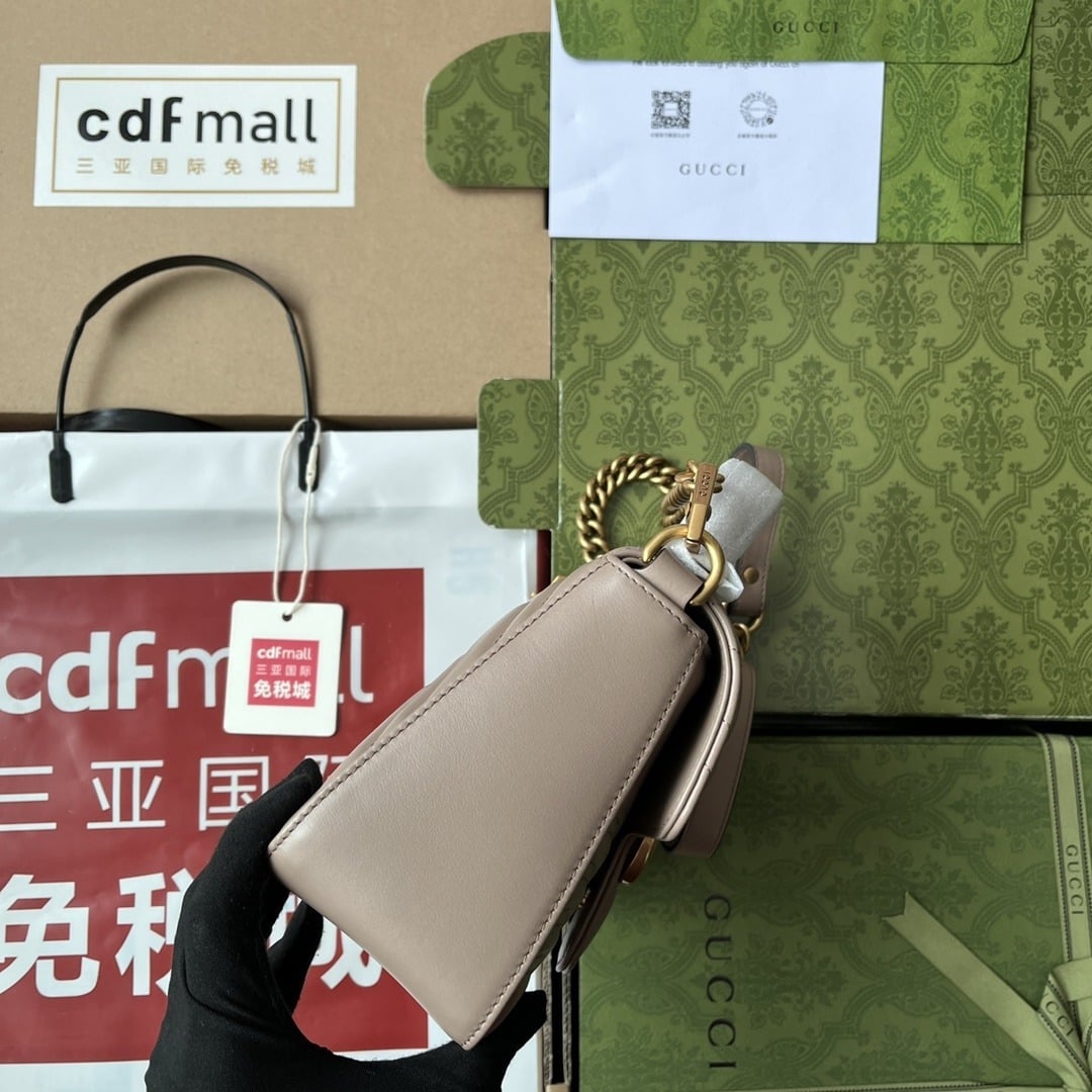 1:1 Replica Gucci GG Marmont Mini Top Handle Bag Nude For Women, Women's Bags 8.3in/21cm GG - Image 7