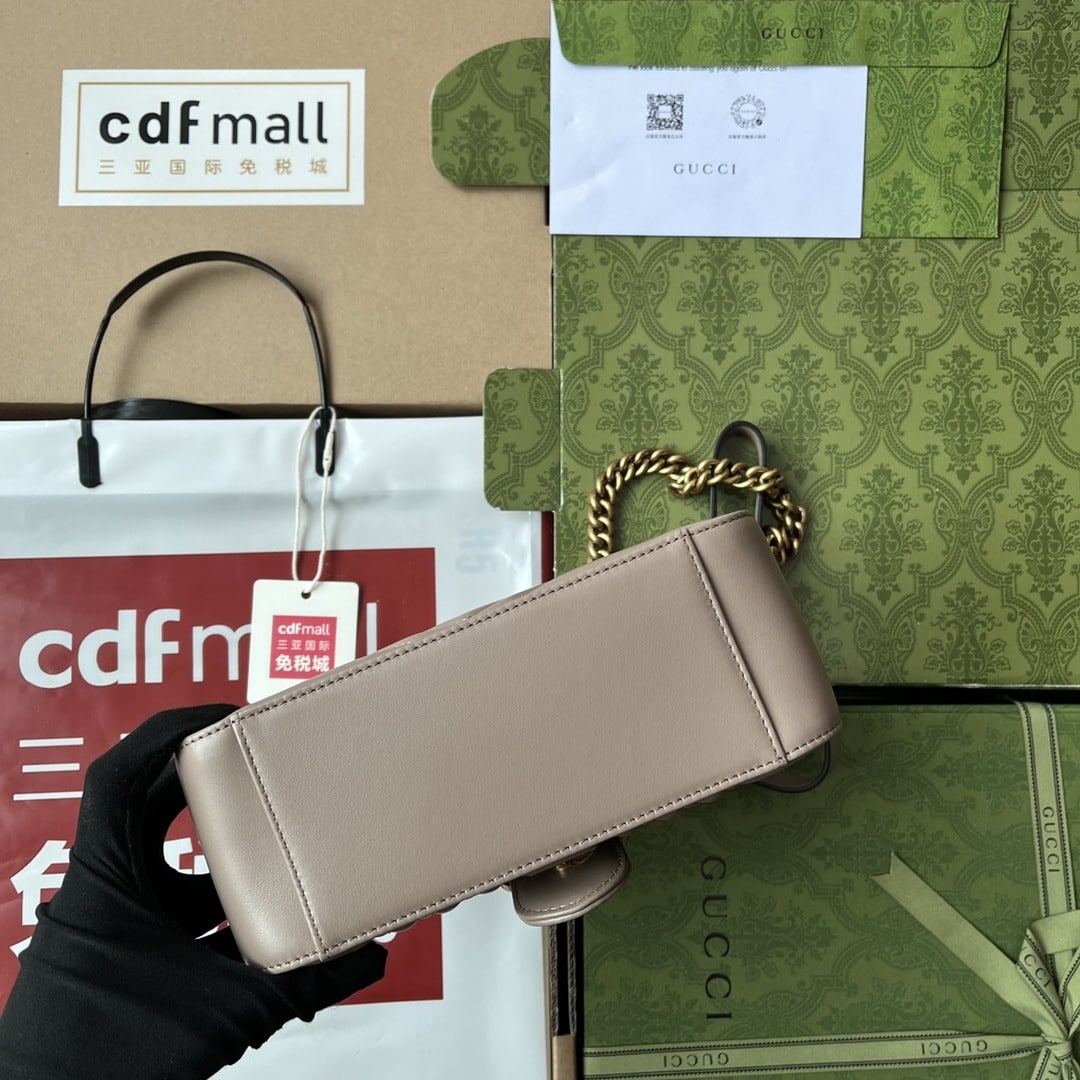 1:1 Replica Gucci GG Marmont Mini Top Handle Bag Nude For Women, Women's Bags 8.3in/21cm GG - Image 6