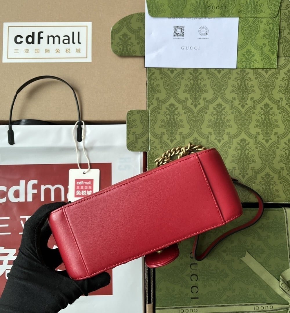1:1 Replica Gucci GG Marmont Mini Top Handle Bag Red For Women, Women's Bags 8.3in/21cm GG ‎