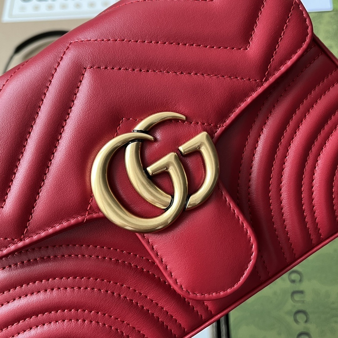 1:1 Replica Gucci GG Marmont Mini Top Handle Bag Red For Women, Women's Bags 8.3in/21cm GG - Image 5