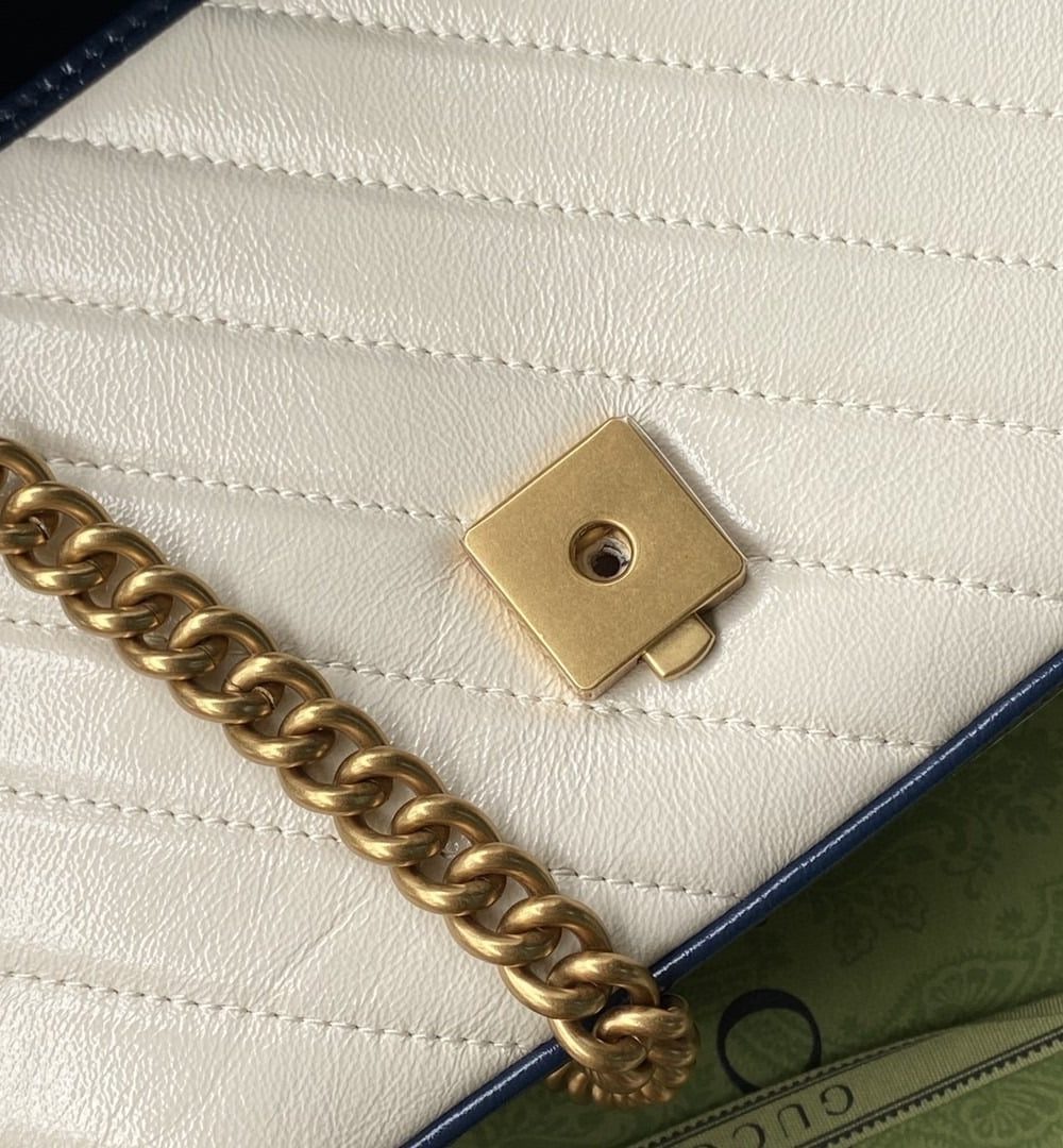 1:1 Replica Gucci GG Marmont Mini Top Handle Bag White For Women 8in/21cm 583571-0OLFX-9085